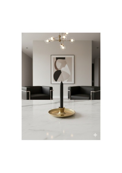 Mat Pirinç Gold Modern Şamdan - Dekoratif Lüks Mumluk