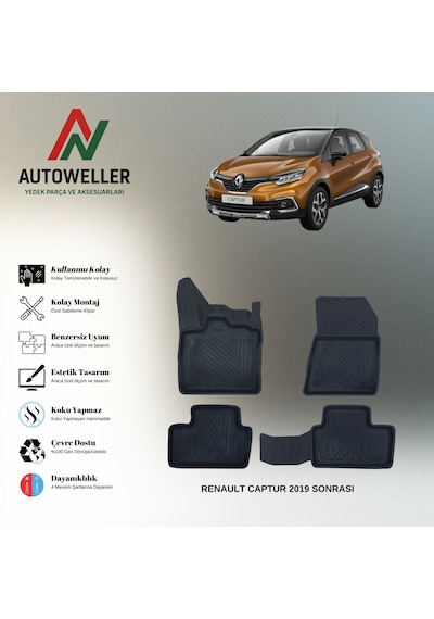 Renault Captur 2019 Sonrası Uyumlu Havuzlu Oto Paspas