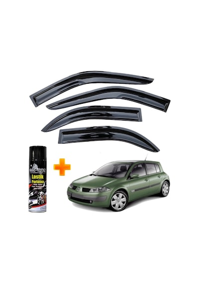 Renault Megane 2 Mügen Cam Rüzgarlığı Hb 2004-2010 Arası 4 Lü Takım +500ml Lastik Parlatıcı