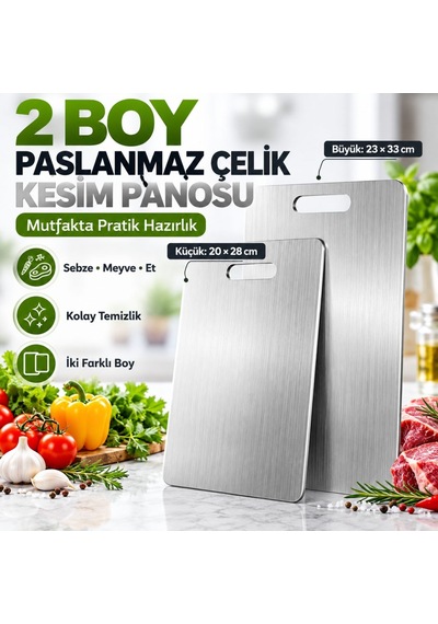 2 Boy Paslanmaz Çelik Leke Tutmaz,kırılmaz,antibakteriyel,elde Ve Bulaşık Makinesinde Yıkanabilen Me