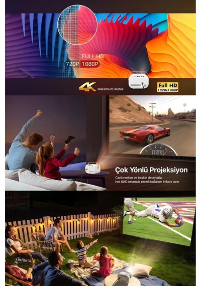 Vega Iı Android Projeksiyon Cihazı Full Hd 1920 1080 4k Desteği 200 Ansı Lümen Wifi Bluetooth Uyumlu
