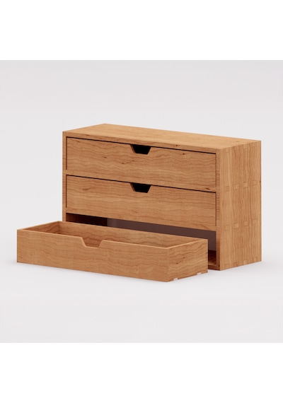 Desna Üç Katlı Üç Çekmeceli Mini Dolap 34 Cm Uzunluk X 12.1 Cm Genişlik X 20 Cm Woodsaka Doğal Ahşap