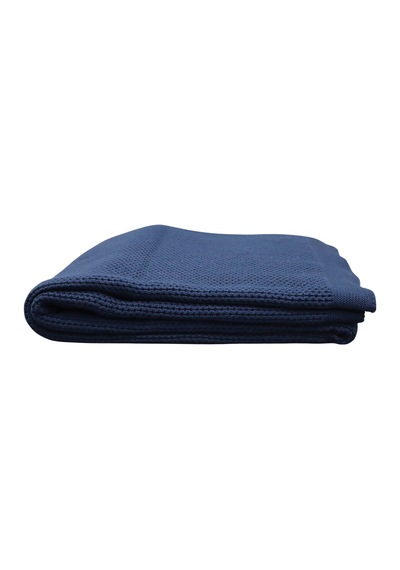 Liva Yumuşak Örgü Battaniye Düz Çift Kişilik 200x220 Cm İndigo Akrilik Yatak Örtüsü Dekoratif Şal Indigo