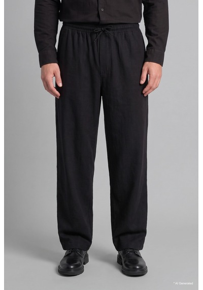 Defacto Relaxed Fit Rahat Kalıp Normal Bel Boru Paça Pantolon H1048ax26wnbk81 Siyah-bk81