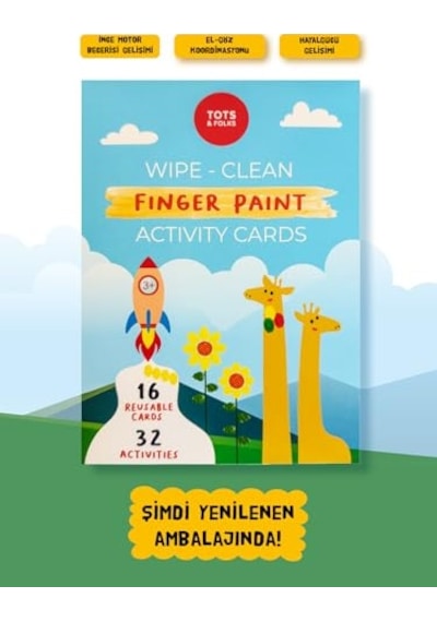 Silinebilir Parmak Boyası Aktivite Kartları - Wipe Clean Finger Paint Activity Cards - Fingerprint Activities - 16 Kar