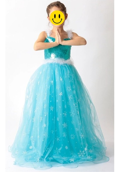Parti Selesi Frozen Elsa Askılı Kostüm Mavi