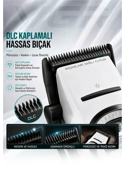 V-888c Profesyonel Saç Sakal Kesme, Tıraş Makinesi Outer Rotor Bldc Motor Seramik Bıçak Clipper - Beyaz V-888c Profesyonel Saç Sakal Kesme, Tıraş Makinesi Outer Rotor Bldc Motor Seramik Bıçak Clipper - Beyaz