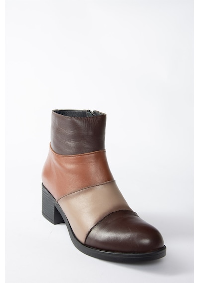 Fox Shoes Vizon/taba Hakiki Deri Alçak Topuklu Kadın Bot N555703003 Vizon - Taba