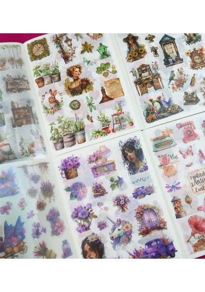 Retro Temalı Çıkartma Ve Sticker Kitabı 24 Sayfa Estetik Journal Malzemesi 1 Adet Çok Renkli