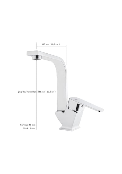 Tema Kare Slim Tek Gövde Kuğu Lavabo Bataryası Krom