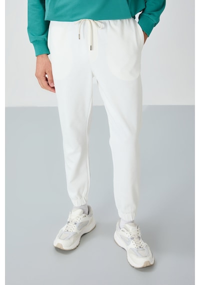 Tommy Life Ekru Yüzeyi Dokulu Standart Fit Erkek Eşofman Alt - 82156 Ekru