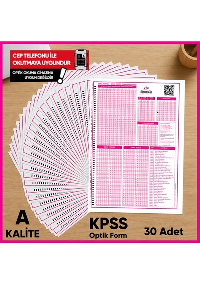 KPSS (GY-GK) Deneme Sınavları İçin 30 Adet Optik Form