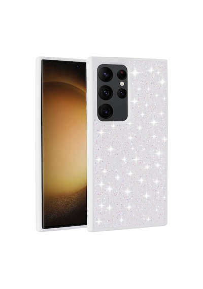 Galaxy Uyumlu S24 Ultra Kılıf Simli Pırlanta Taşlı Kamera Yükseltili Silikon Pazarplus Pembe
