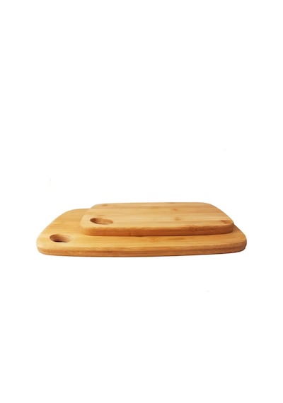 2'li Bambu Kesme Tahtası Dikdörtgen Özel Tasarım, Bambu Kesme Tahtası - Büyük 33x24x1cm Küçük 2 Doğal Bambu