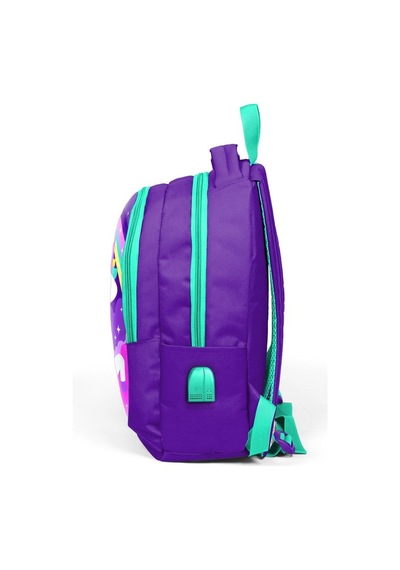Coral High Okul Sırt Çantası Ve Beslenme Çantası Seti - Kız Çocuk Mor Unicorn - Usb Soketli