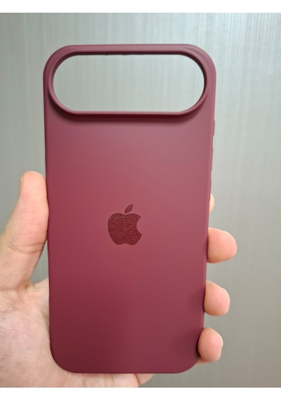 Apple Uyumlu iPhone 17 Air Logolu İçi Kadife Silikon Lansman Kılıf Bordo