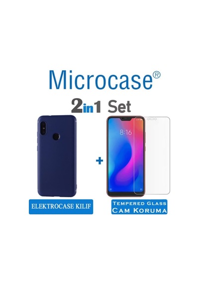 Xiaomi Mi A2 Lite - Redmi 6 Pro Elektrocase Silikon Kilif + Cam 292983656 - Seçenek / Renk-Cam Koruma-Lacivert-Tempered Glass Istiyorum