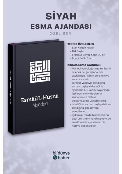 Esmaül Hüsna Ajandası- Siyah Özel Seri Çok Renkli