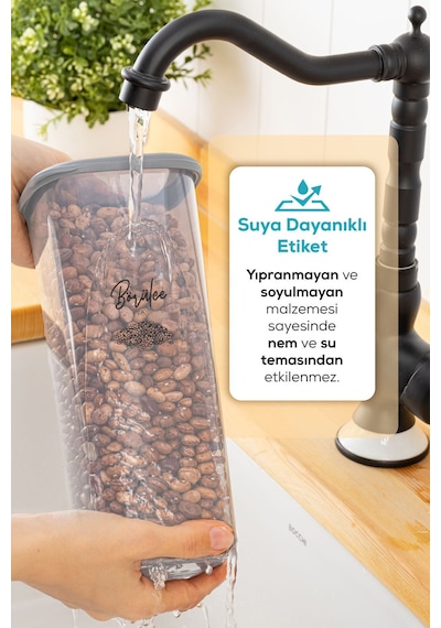Vienev Etiketli 25'li Silikon Kapak Bakliyat Ve Baharat Saklama Kabı Beyaz Beyaz