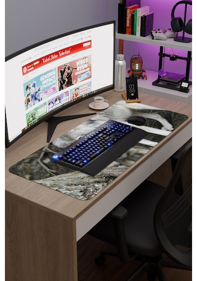 Bozkurt Kaymaz Dikişli Kauçuk Oyuncu Mousepad V3 - 90x40 Xxl Gaming Mouse Pad Fare Altlığı