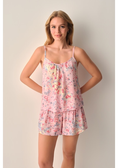 Suwen Daydream Atlet Şort Pijama Takımı Sh26532667334 Pembe