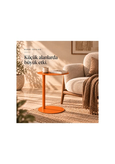 Slate Metal C Sehpa Modern Tasarım Elips Tablalı Minimalist Koltuk Yanı Sehpa Turuncu - 935314037 Turuncu