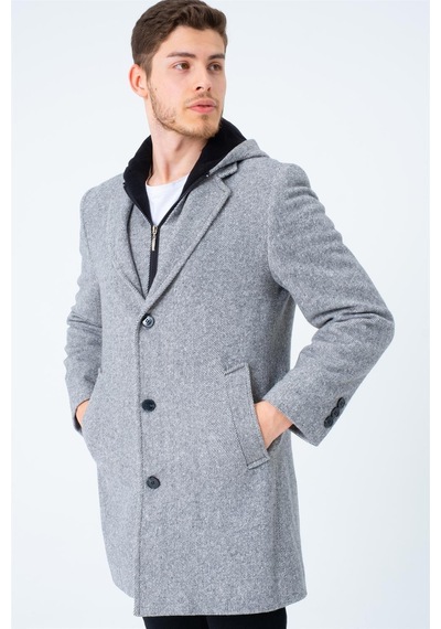 Plt8395 Dewberry Battal Palto-Diagonal Gri-Diagonal Gri
