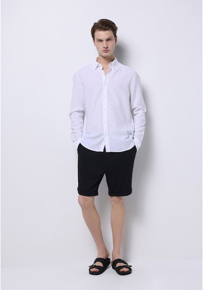 Colin's Colins Slim Fit Shirt Neck Düz Erkek Beyaz Uzun Kol Gömlek Cl1074508 Q1.v1 Wht Beyaz