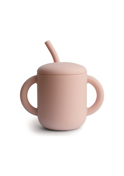 Mushie Pipetli Silikon Alıştırma Bardağı Blush