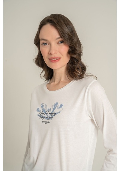 Pierre Cardin Kadın You Look Amazing Today Krem Uzun Kol Pijama Takım Pc9257-s-v2 Pc9257-s-v2