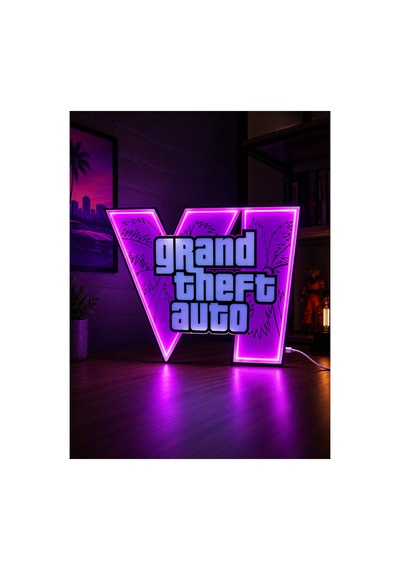 Gta 6 Led Lamba Dekoratif Oda Lambası Gaming Oyuncu Odası Masaüstü Dekorasyon Işığı