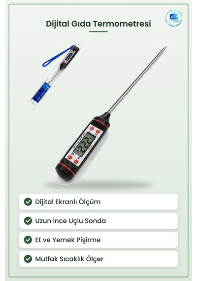 Gıda Termometresi Dijital Probe Mutfak Sıcaklık Ölçer Et Yemek Pi