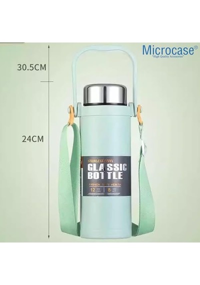 Paslanmaz Çelik 800ml Omuz Askılı El Tutacaklı Süzgeçli Termos Mug - Al5025 Siyah Diğer