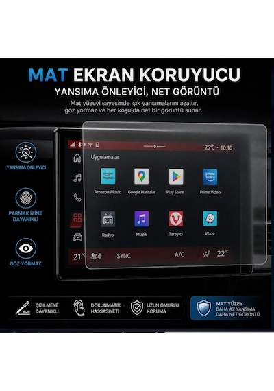 Renault Boreal 10 İnç İle Uyumlu Mat Ekran Koruyucu Multimedya Parmak İzi Bırakmayan Yansıma Ve Parlama Önleyici Koruma, 9h Kırılmaz Esnek Nano Cam