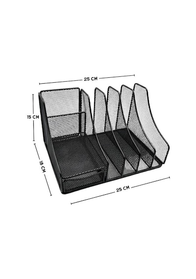 Temel Siyah Metal Mesh Masaüstü Organizer Çekmeceli Dosyalık 25x18x15 Cm 9538