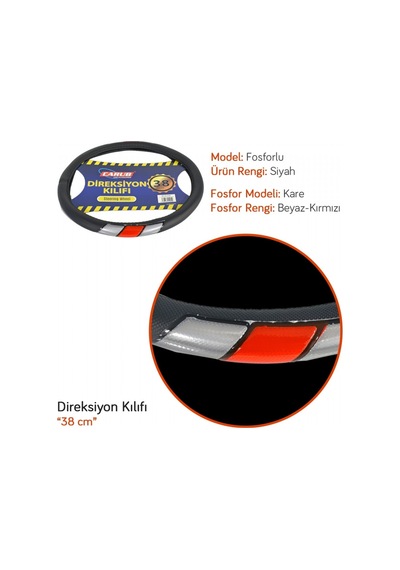 Carub Direksiyon Kılıfı Fosforlu 38 Cm Siyah Sedef-kırmızı Br1841945