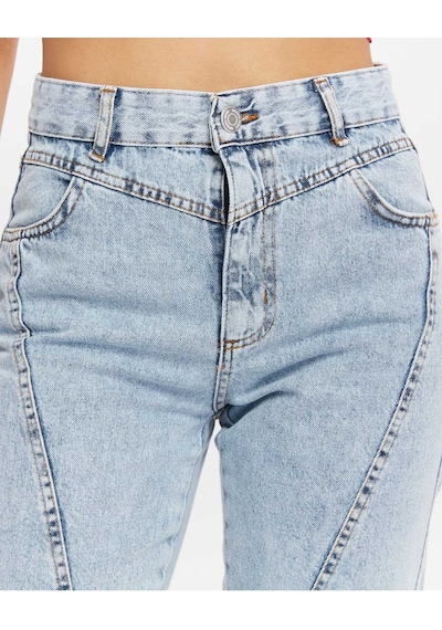 Shevega Kadın Açık Mavi Ön Conta Parcalı Mom Jeans Pantolon Açık Mavi Shevega Kadın Açık Mavi Ön Conta Parcalı Mom Jeans Pantolon Açık Mavi