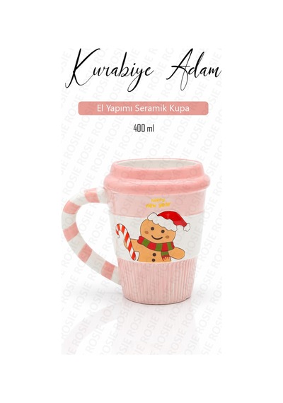 Kurabiye Adam Yılbaşı Hediyesi, Kahve Ve Çay Kupası 400 Ml Beyaz