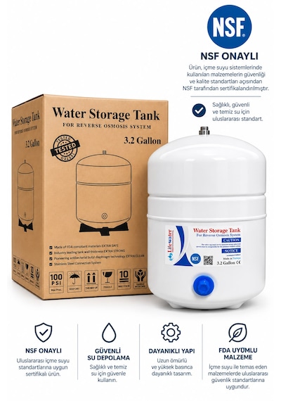 Su Arıtma Tankı 12 Litre 3.2 Galon Nsf Onaylı Çelik Tank 1