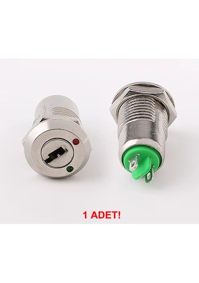 12mm Metal 2 Pin Anahtar Kontrollü Buton Panel Montaj On Off 1a Ac 250v Güvenlik Kilit Elektronik