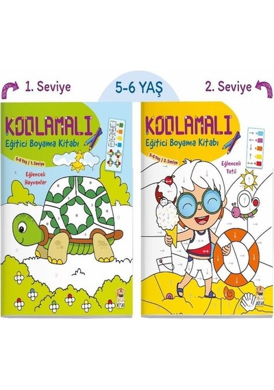 Kodlamalı Eğitici Boyama Seti-5-6 Yaş 1.2 Seviye-2 Kitap Takım- Sincap Kitap