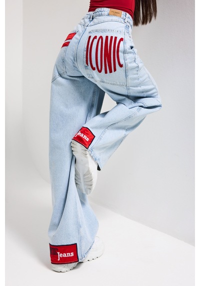 Itsbasic Kadın Ice Renk 4s6-3 Mega Baggy Fit Paça Ve Cep Detaylı Özel Tasarım Denim Jean Buz Mavi