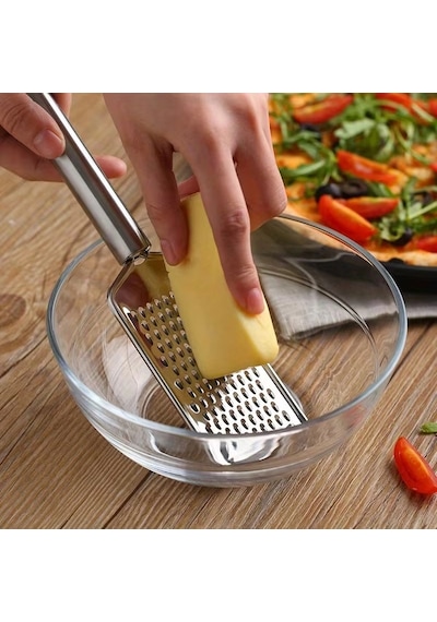 Mybru Paslanmaz Çelik Rende Peynir Çikolata Zencefil Patates Limon Rendesi Metalik Gri