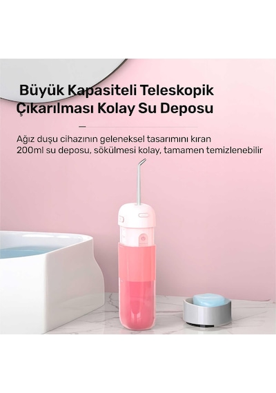 Npo Nicefeel Fc5170 Mini Taşınabilir,şarjlı, Diş Teli/protez Bakım Ve Profesyonel Ağız Duşu-pembe