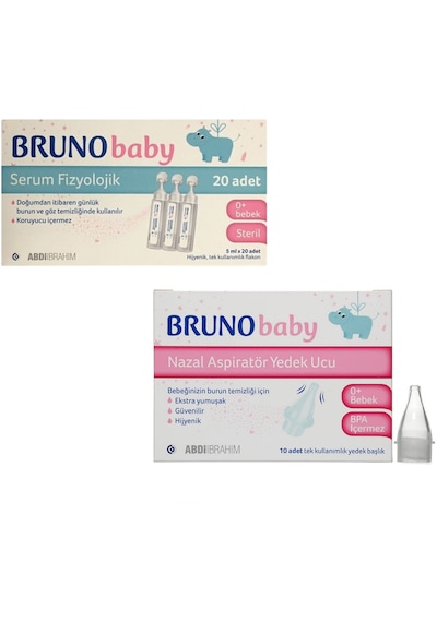 Bruno Baby Aspiratör Yedek Ucu 10'lu +Fizyolojik Damla 5 ML 20'li
