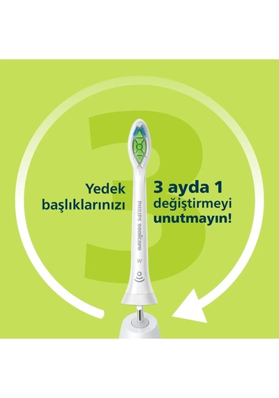 Philips Sonicare Optimal White Yedek Diş Fırçası Başlığı, 7 Kat Daha Fazla Plak Temizliği, Orta Yumuşak Fırça Başlığı,