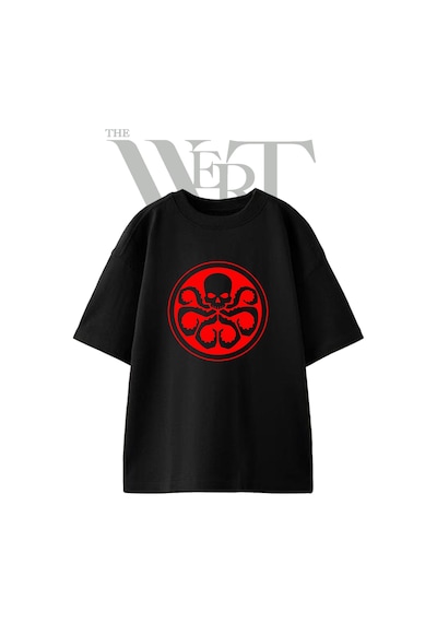 Thewert Marvel Hydra Tasarım Baskılı Ünisex Siyah Oversize T-shirt