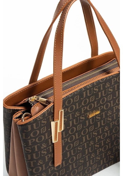 Just Polo Kadın Monogram Baskılı El Ve Omuz Çantası 232066mh Kahverengi - Taba 65710070
