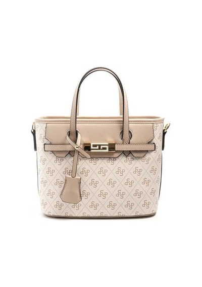 Silver Polo Sp1185 Kadın El Çantası Monogram Bej-kum