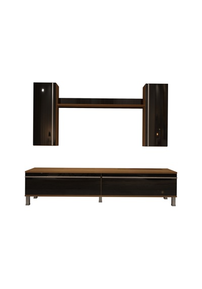 Decoraktiv Eko 5d Mdf Std Krom Ayaklı Tv Ünitesi Tv Sehpası Ceviz - Siyah